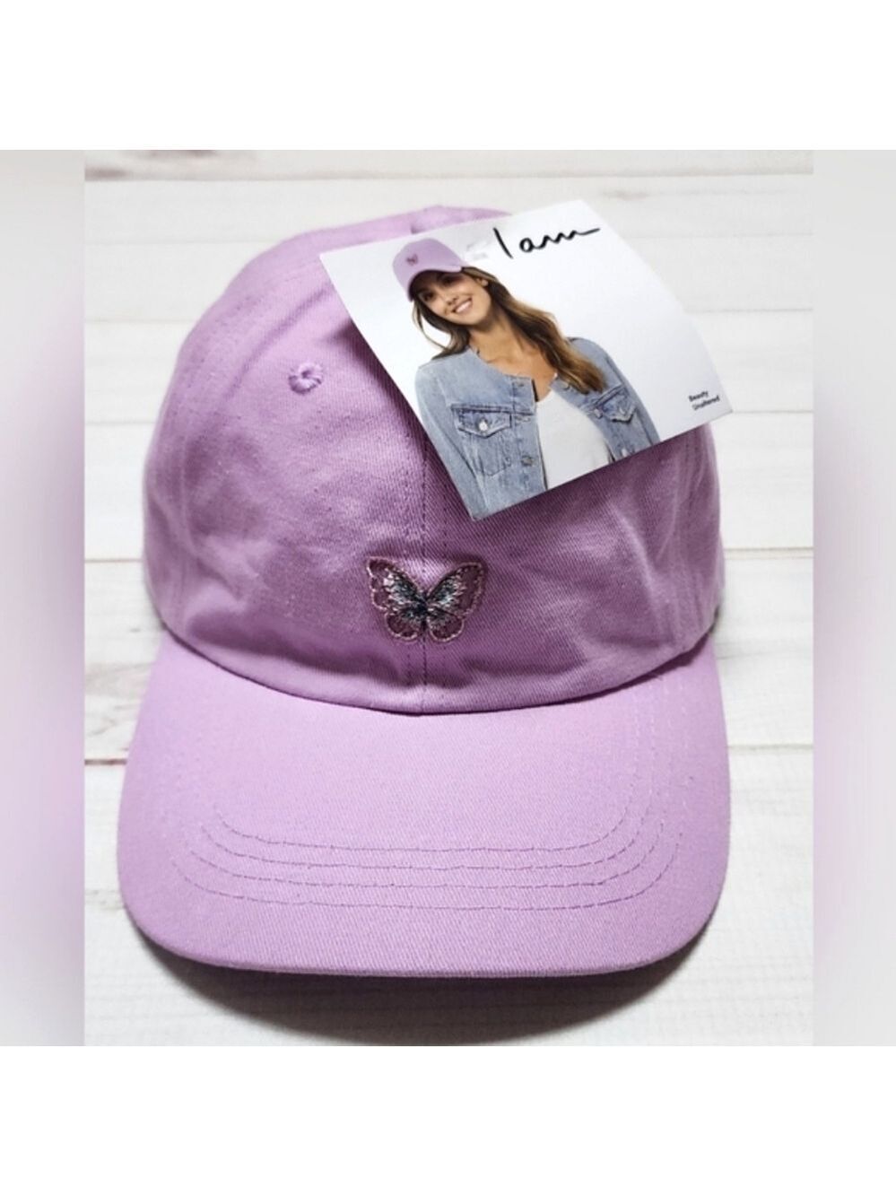 I Am Beauty Unaltered Purple Butterfly Ball Cap One Size - New With Tags
